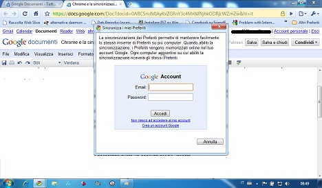 Google chrome sincronizzazione preferiti